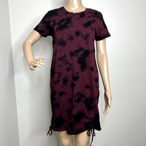 Hot Topic Maroon Tie Dye Tee Shirt Dress
